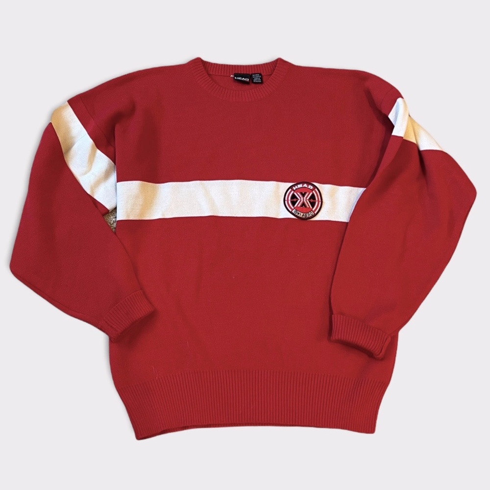 Vintage Head Wool Blend Ski Aero Striped Sweater Sz L